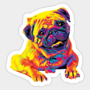 Rainbow Pug Smiling Painting Sticker